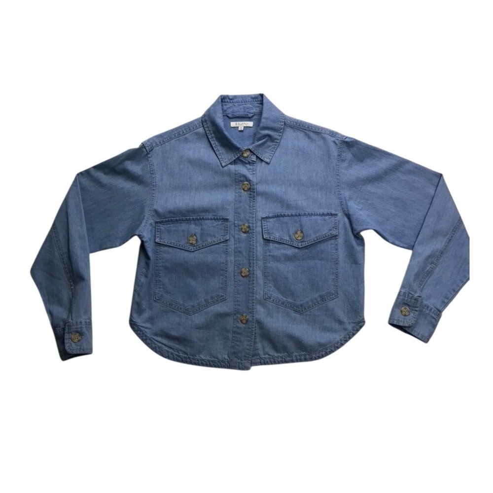 Z SUPPLY Womens Blue Denim Button Down Shirt Shacket XS ZJ232414E Light Wash